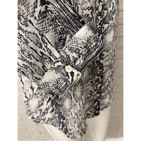 A.N.A A New Approach Animal Print Button Down Shirt With Roll Tab Sleeves Size L - Picture 5 of 10